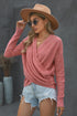 Wrap V Neck Waffle Sweater